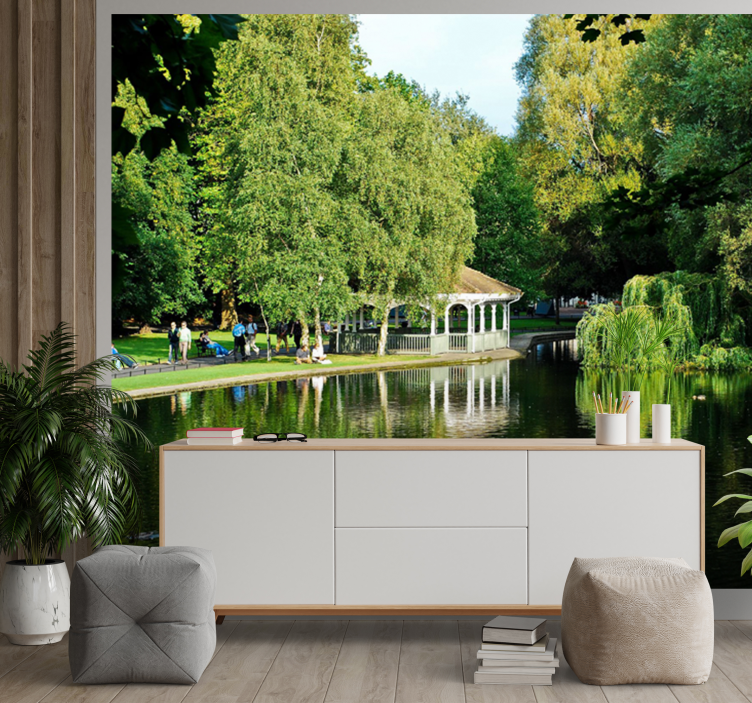 Serene Park Reflection landscape mural wallpaper - TenStickers