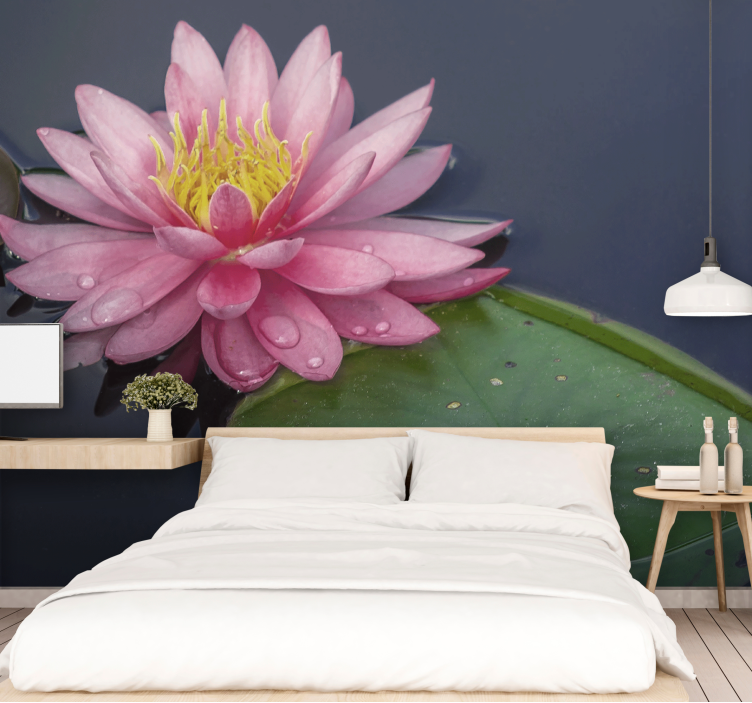 Serene pink loto wall mural - TenStickers