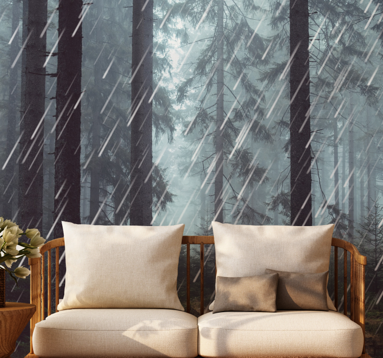 Serene Rainy forest wall mural - TenStickers