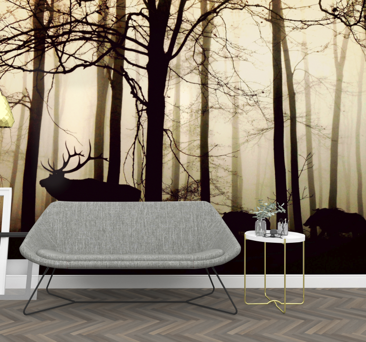 Silhouetted Forest Fauna nature wall mural - TenStickers