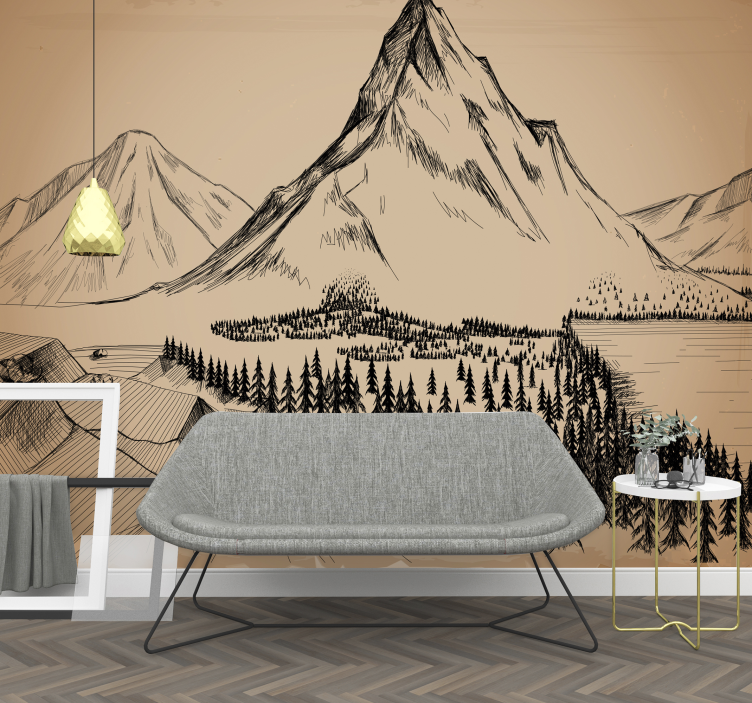 Sketch Range mountain wall mural - TenStickers