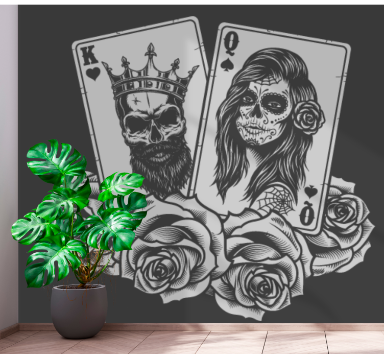 Skull Playing Cards painting wall mural - TenStickers