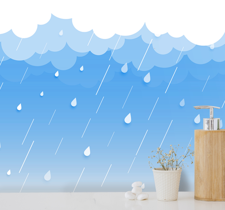 Sky mural raindrop cloudscape - TenStickers