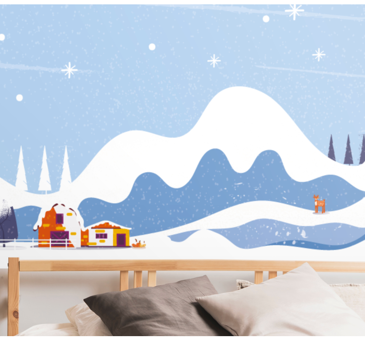 Drawn snowy mountain  children wall mural - TenStickers
