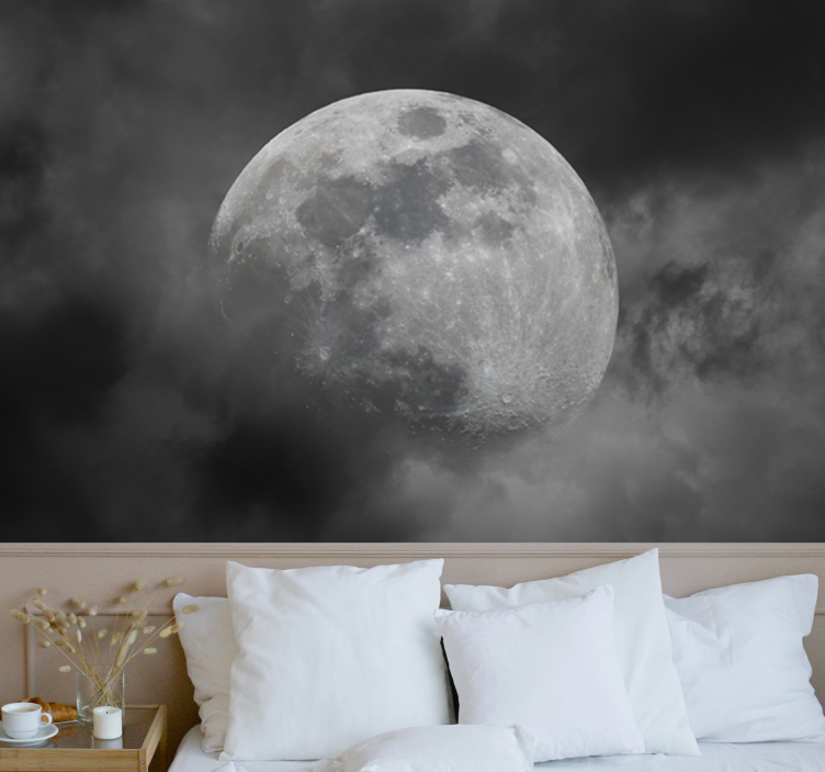 Space mural luminous moon silhouette - TenStickers