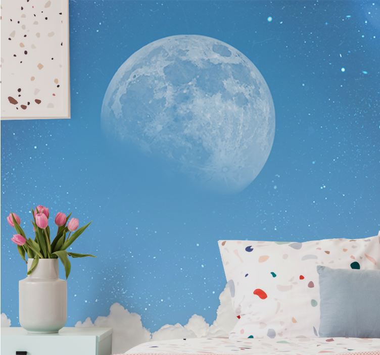 Space mural lunar evening skyline art - TenStickers