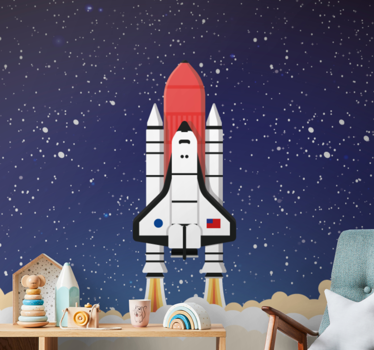 Space mural rocket launch adventure - TenStickers