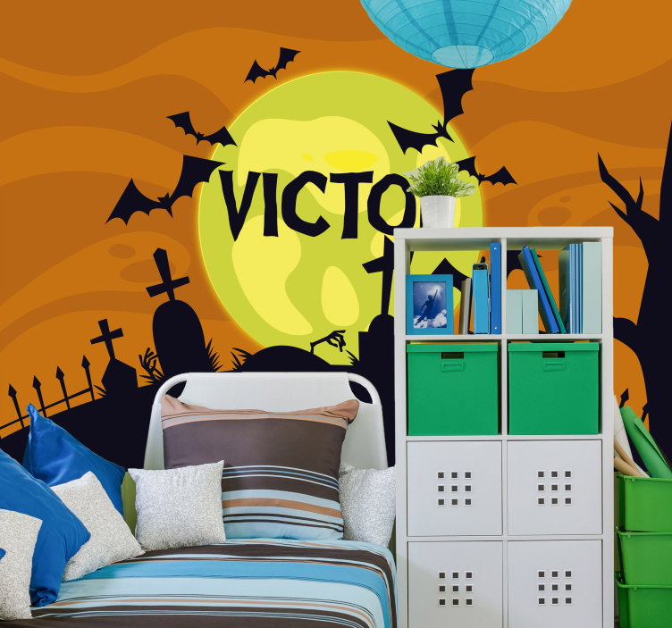 Spooky Graveyard Scene halloween mural - TenStickers