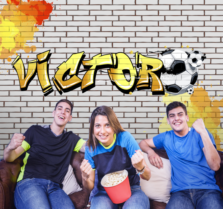 Football custom brick design graffiti wall mural - TenStickers