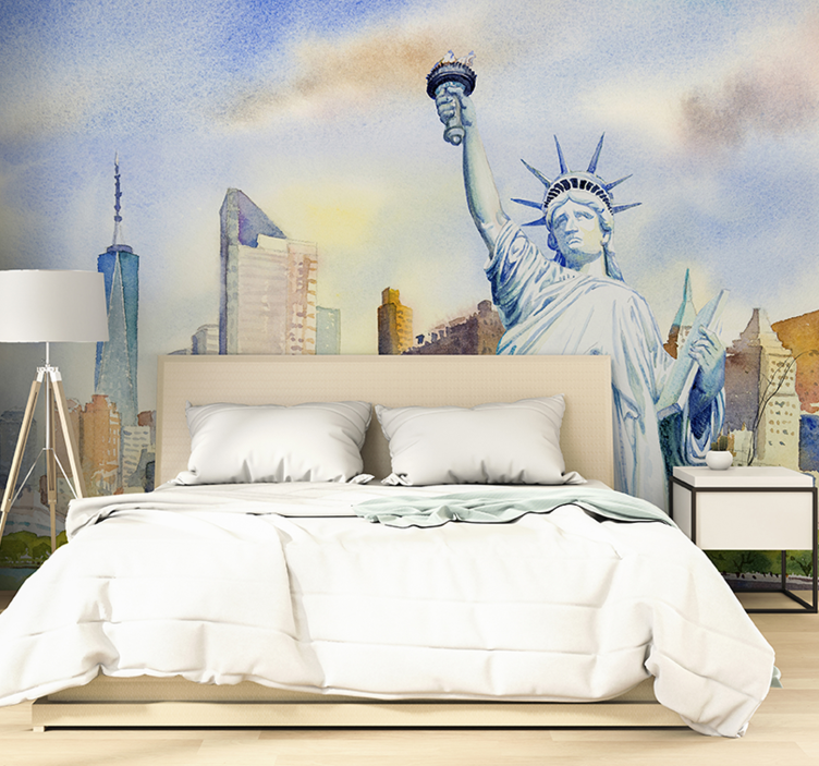 Statue Liberty skyline new york wall mural - TenStickers