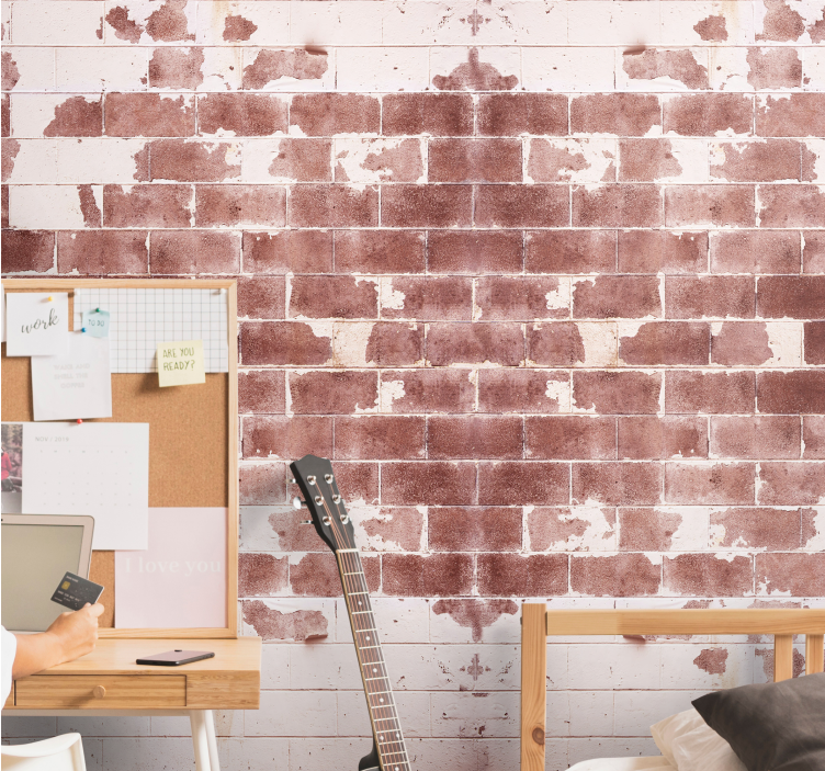 Stone wall mural rustic brick texture - TenStickers