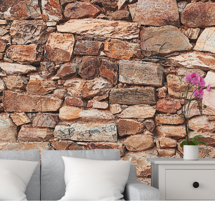 Stone wall mural rustic stone texture - TenStickers