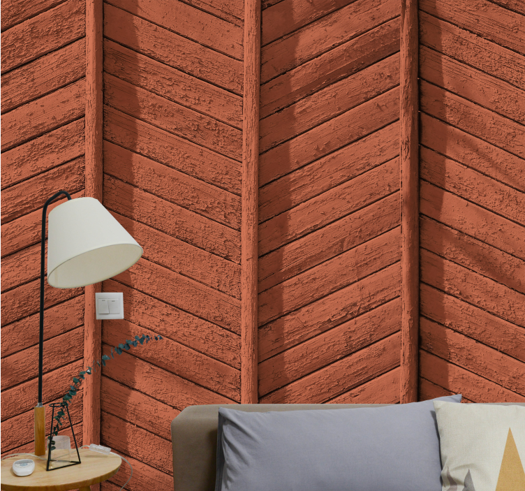 Stone wall mural with rustic wood design - TenStickers
