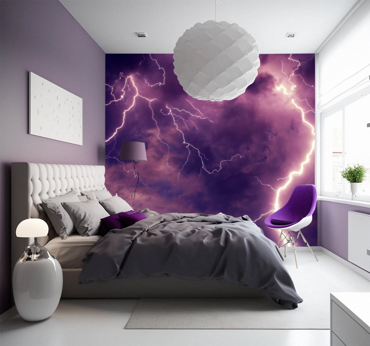 Stormy sky with lightning  Wall Mural - TenStickers