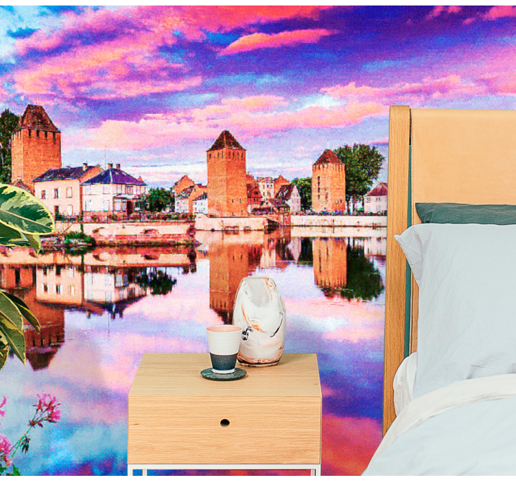 Strasbourg Sunset Reflection city wall mural - TenStickers