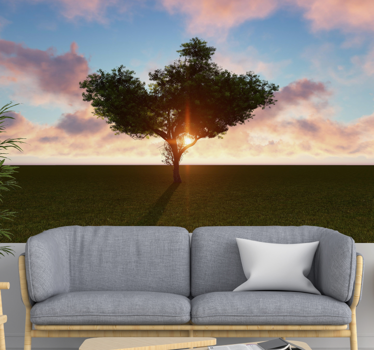 Sunlit Solitary Tree tree mural - TenStickers