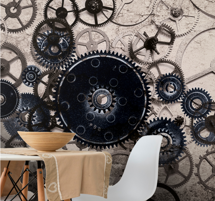 Texture wall mural with mechanical gear designs - TenStickers