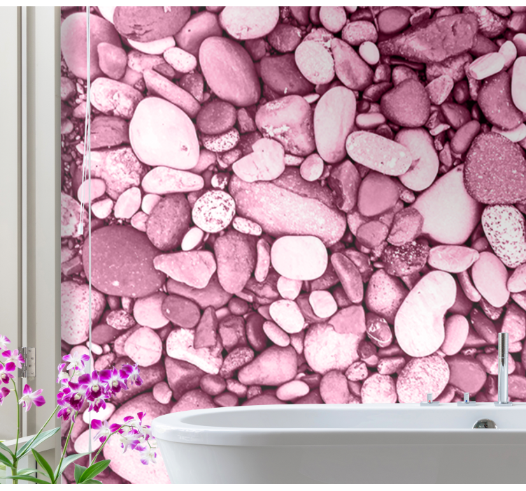 Pink pebble arrangement bathroom mural - TenStickers