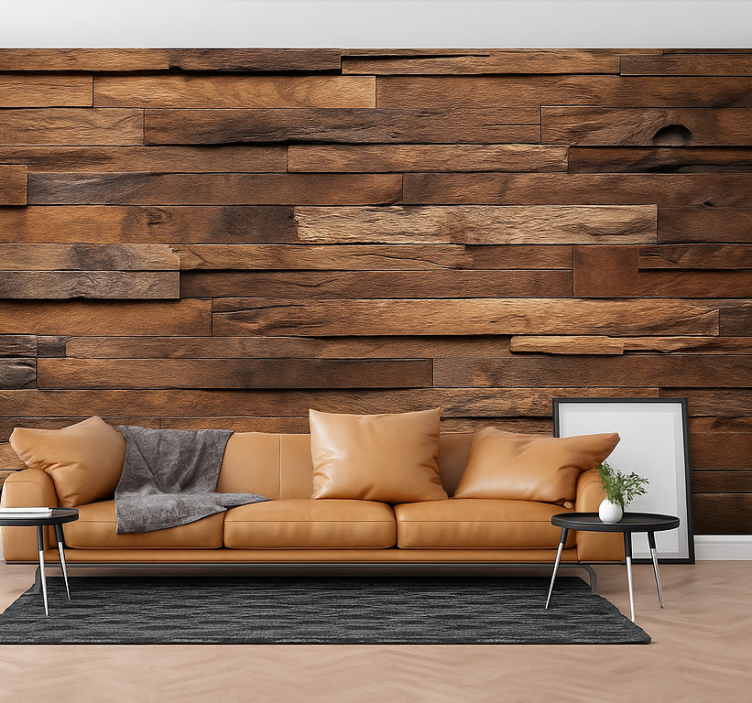 Timber wood mural for living room - TenStickers