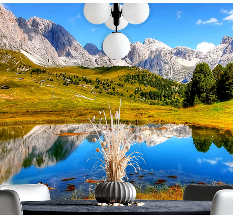 Tranquil mountain echo landscape mural wallpaper - TenStickers