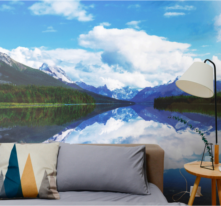Tranquil Mountain Reflection landscape mural wallpaper - TenStickers