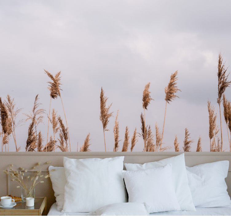 Tree mural with tall grass silhouettes - TenStickers