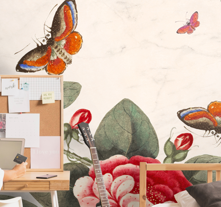 Tropical aquarella butteferlies wall mural - TenStickers