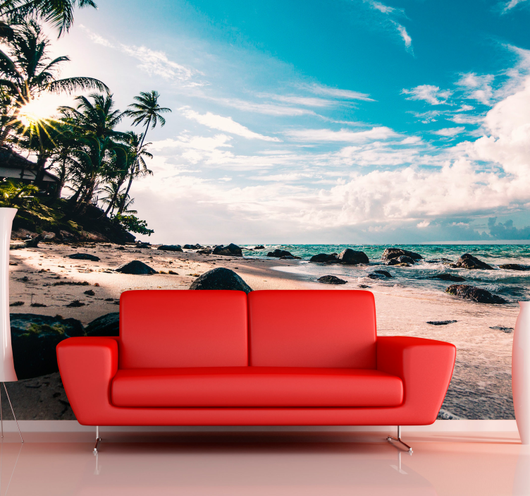 Tropical Beach Sunset sea mural - TenStickers
