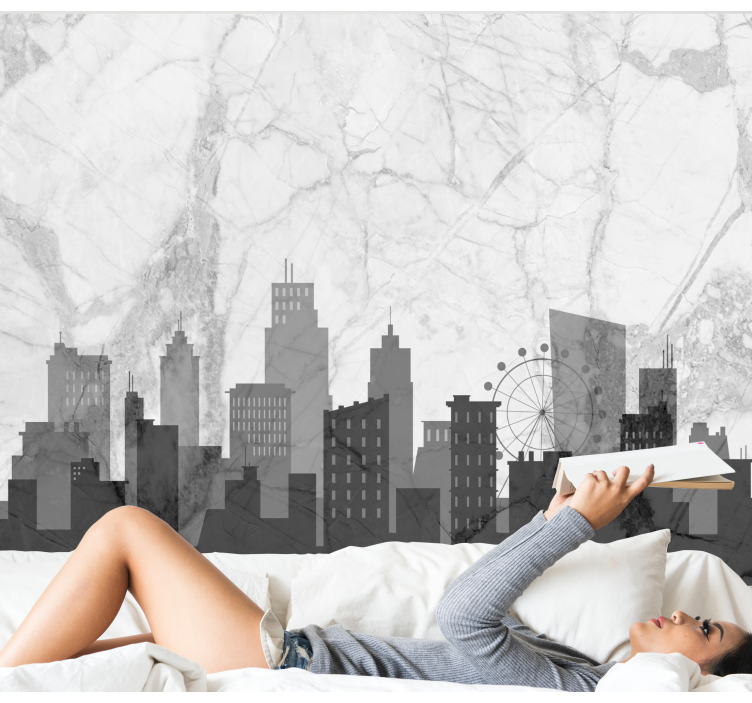 Urban Skyline Silhouette city wall mural - TenStickers