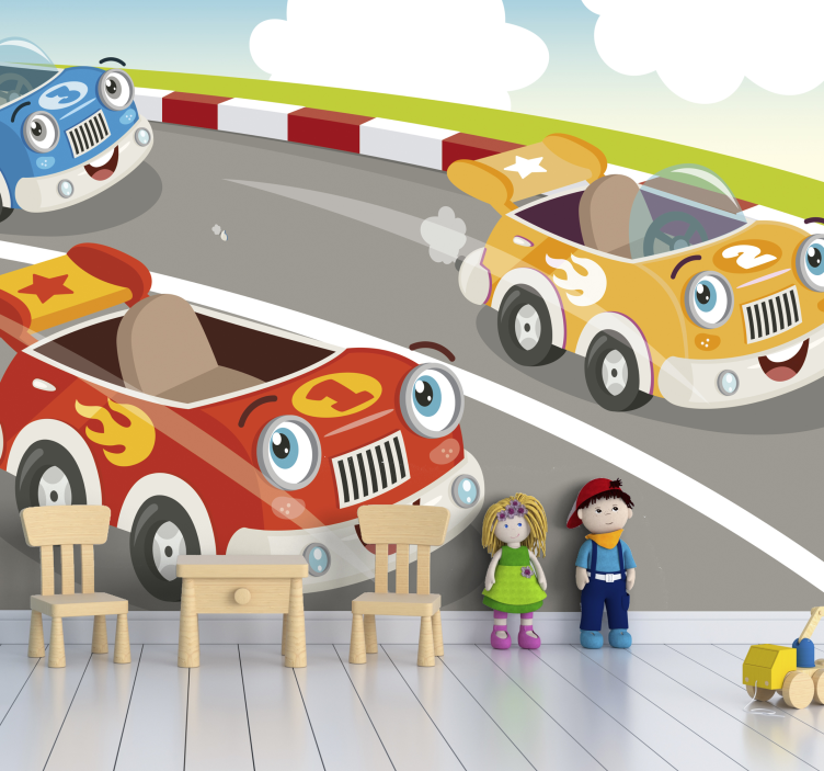 Vehicle mural cartoon racing cars - TenStickers