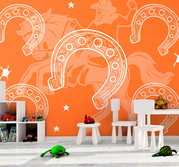 Vehicle mural horseshoe rodeo scene - TenStickers
