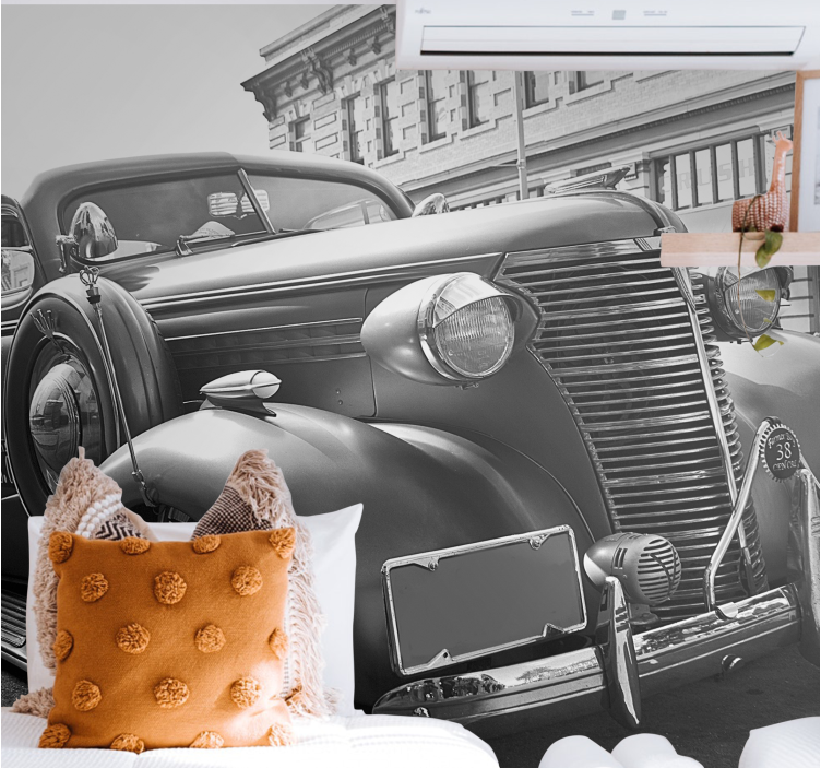 Vehicle mural vintage car showcase - TenStickers