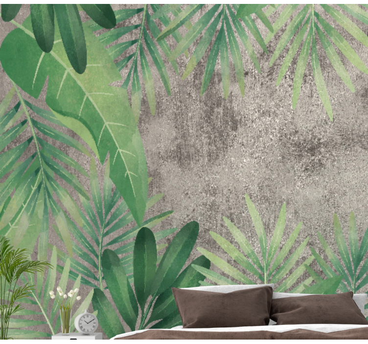 Vibrant Green Leaves nature wall mural - TenStickers
