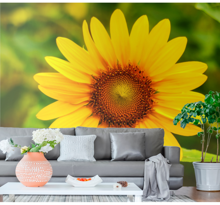 Vibrant sunflower bloom flower mural - TenStickers