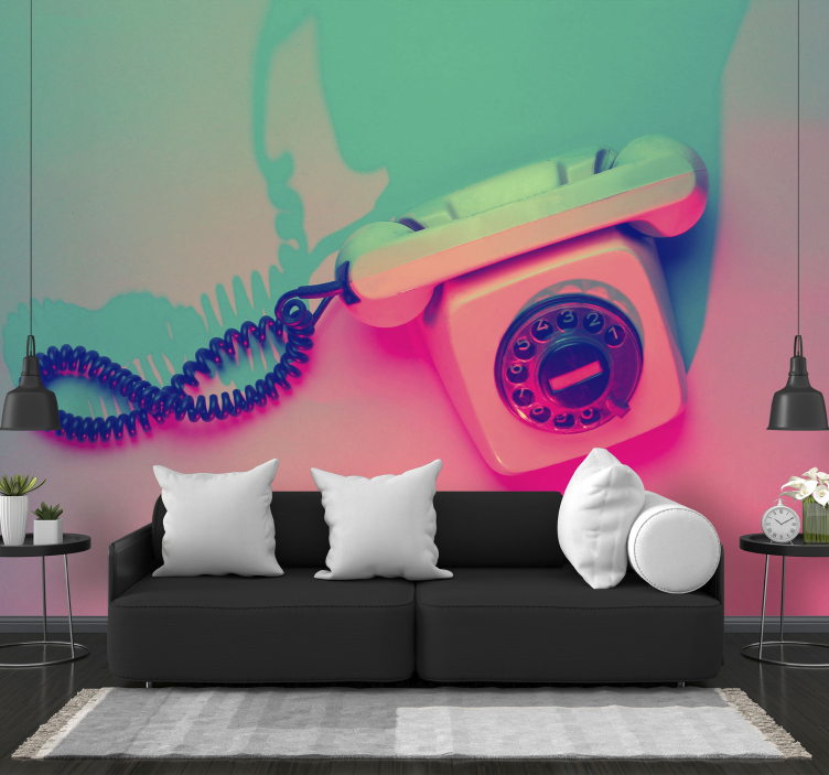 Vintage old telephone vintage wall mural - TenStickers