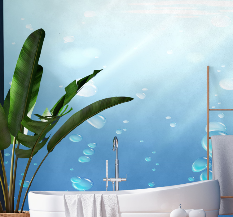 Wall mural bathroom effect of being under water - TenStickers