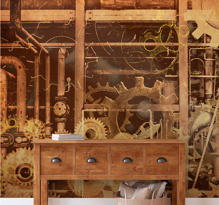 Wall mural industrial gear mechanism - TenStickers