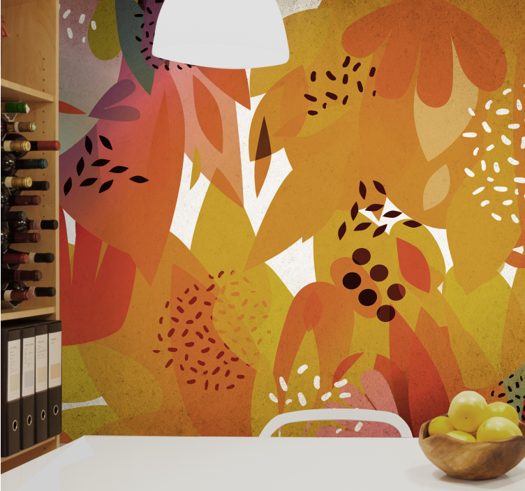 Wall mural vibrant leaf patterns - TenStickers