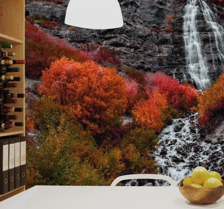 Waterfall mural autumn waterfall scene - TenStickers