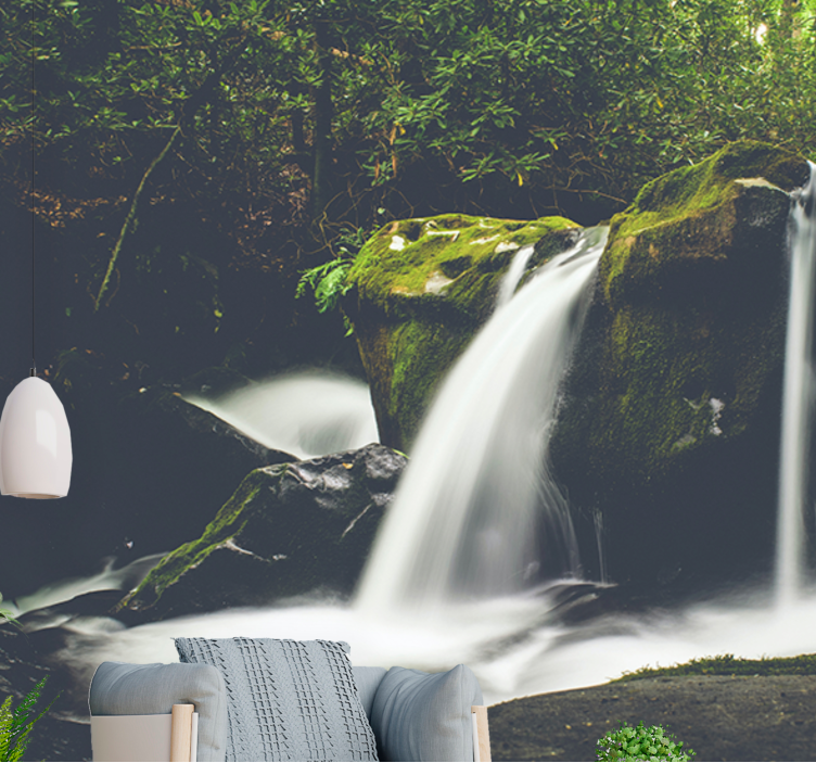 Waterfall mural cascading waterfall scene - TenStickers