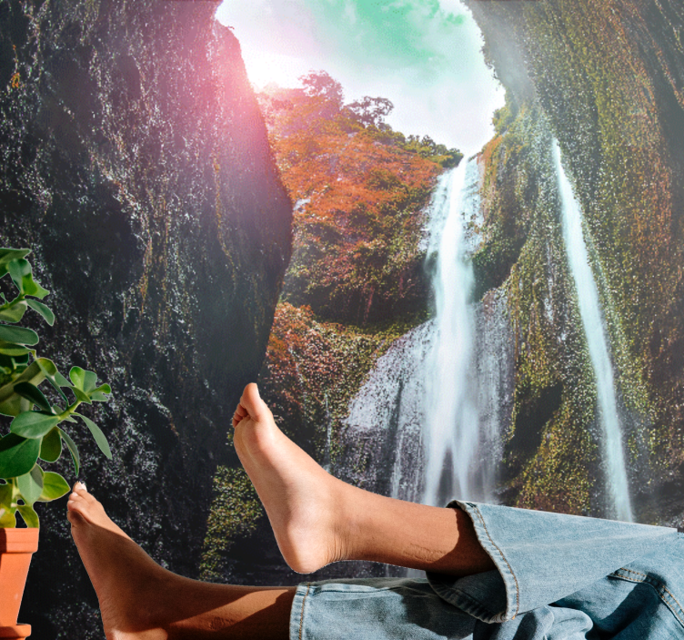 Waterfall mural majestic cascade landscape - TenStickers