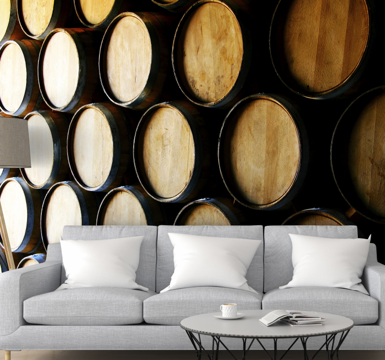 Wooden Barrel Arrangement wall mural - TenStickers