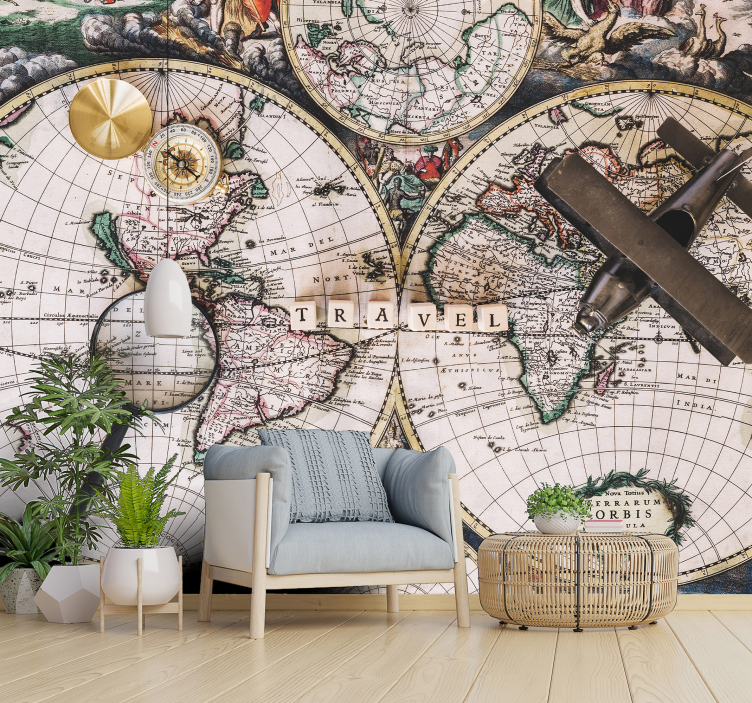Worldmap vintage wall mural - TenStickers