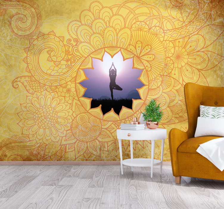 Yellow yoga mandala Wall Mural - TenStickers