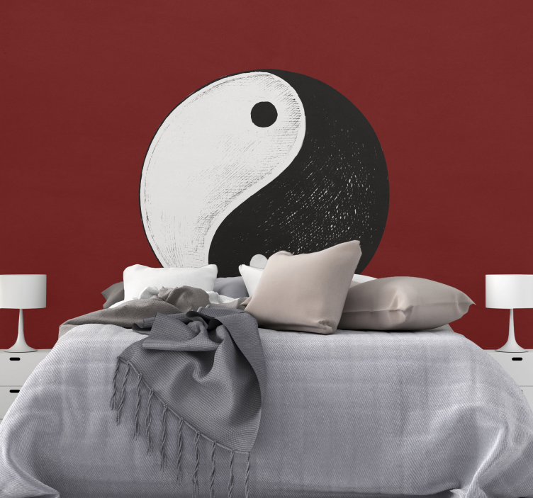 Yin Yang Symbol master bedroom mural - TenStickers