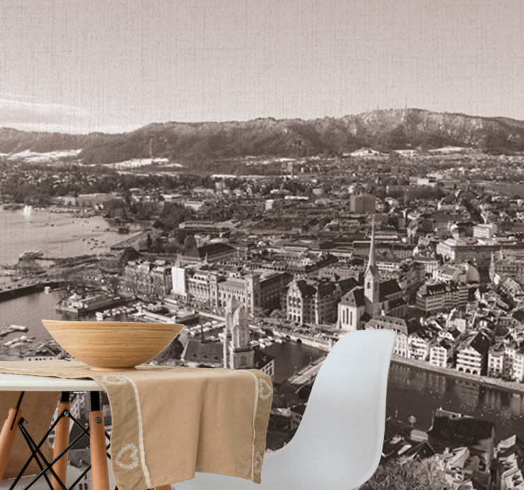 Zurich cityscape view city wall mural - TenStickers
