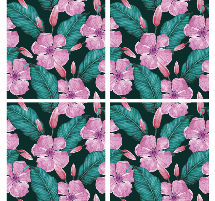 Floral and leaf pattern coaster - TenStickers