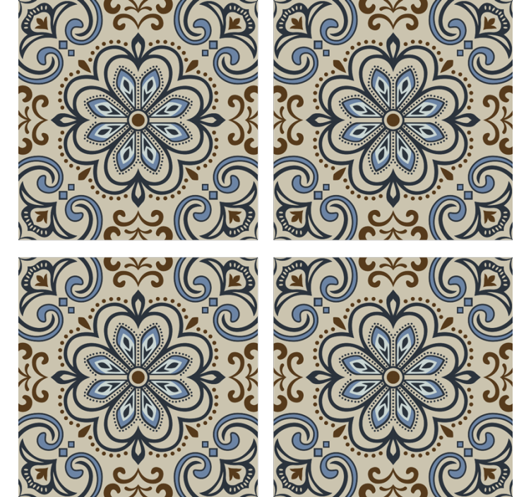 Floral tile print coasters - TenStickers
