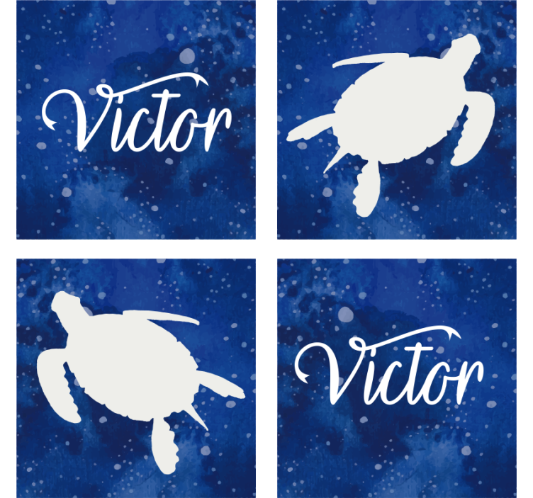Personalisable coasters blue turtle silhouette - TenStickers