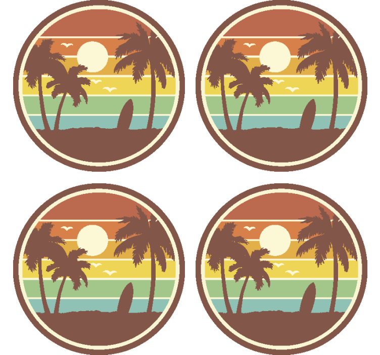Retro surf beach landscape vintage coasters - TenStickers